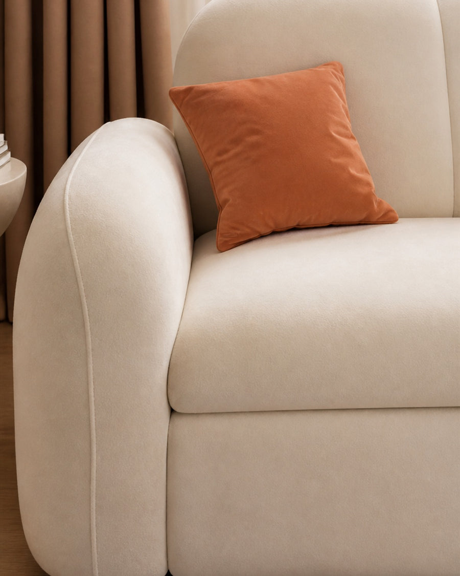 Soft Cloud ivory velvet upholstery detail close up