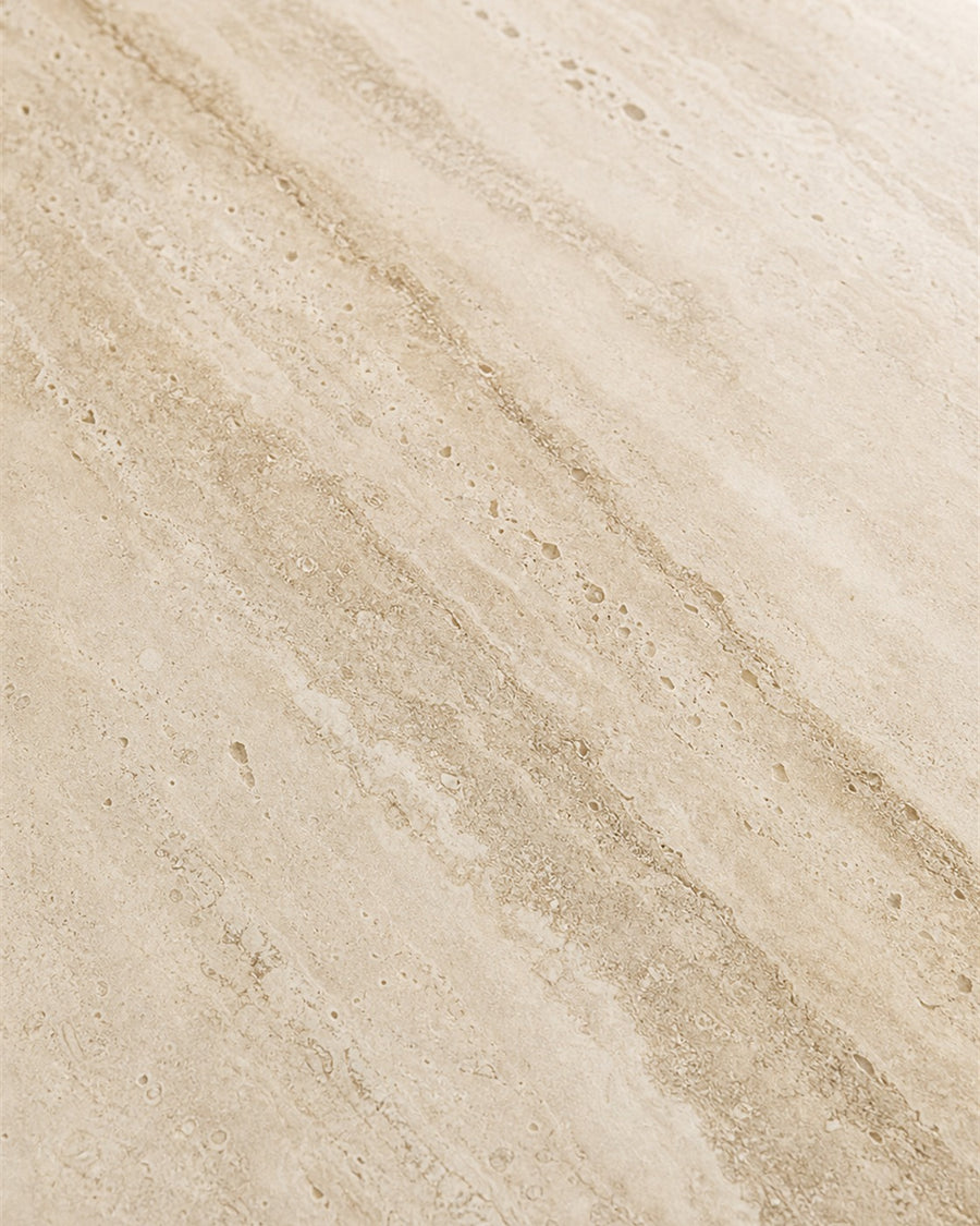 Stephanie cream travertine stone tabletop material close-up