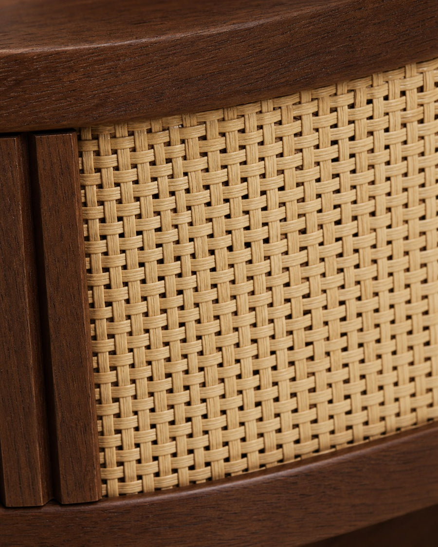 Wallace dark oak rattan material swatch