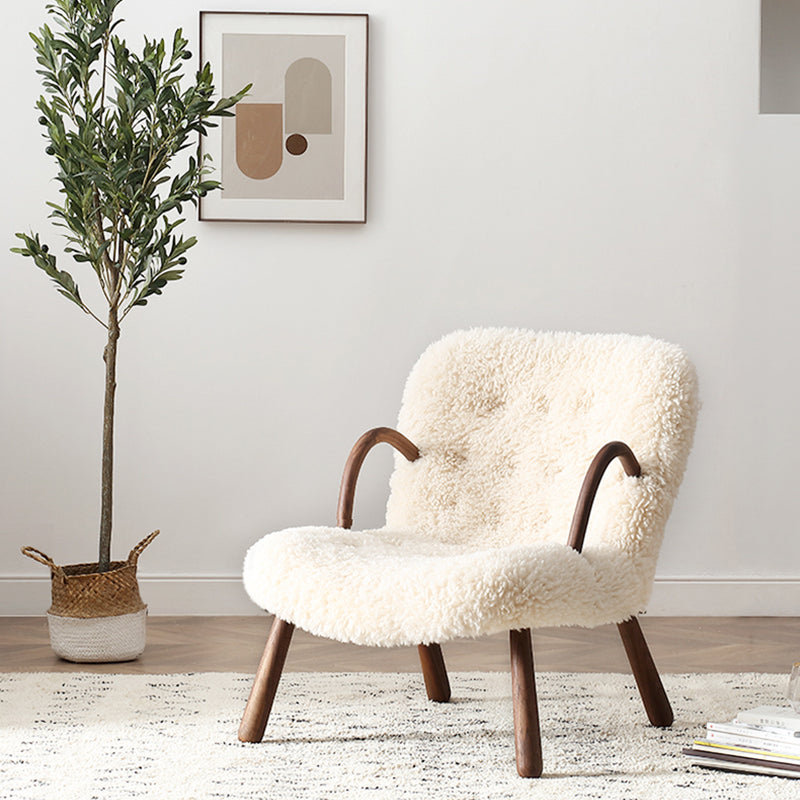 Philip Arc Sheepskin Armchair And Ottoman styled for white accent chair