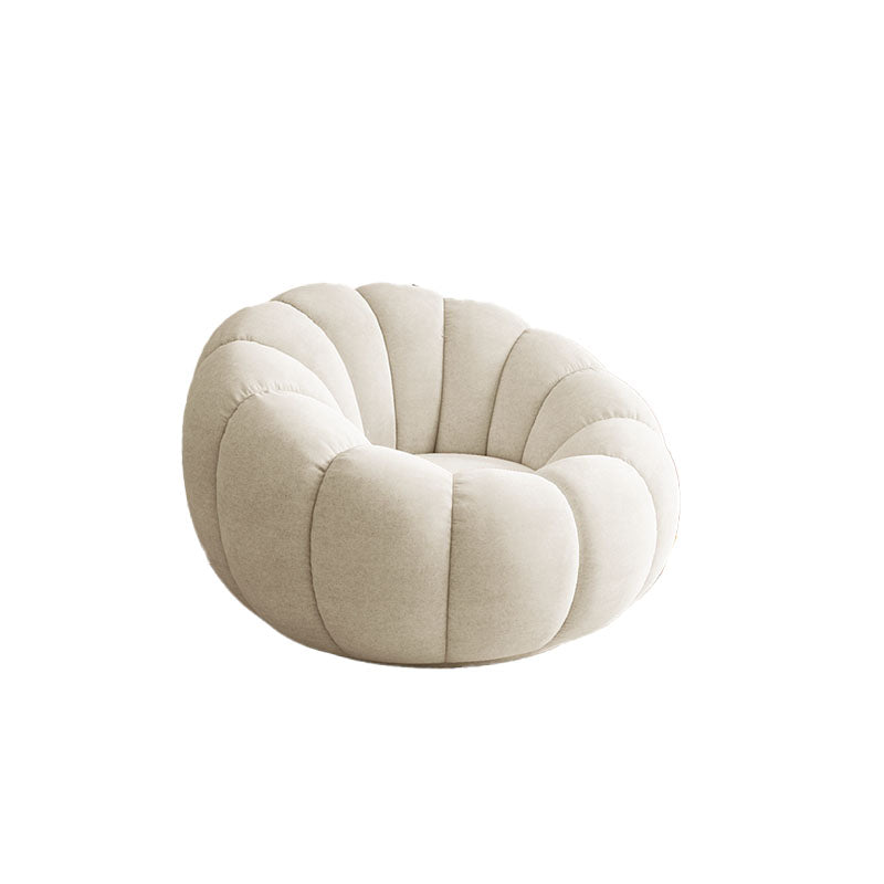 Pumpkin Round Swivel Armchair, Boucle styled for sofa UK
