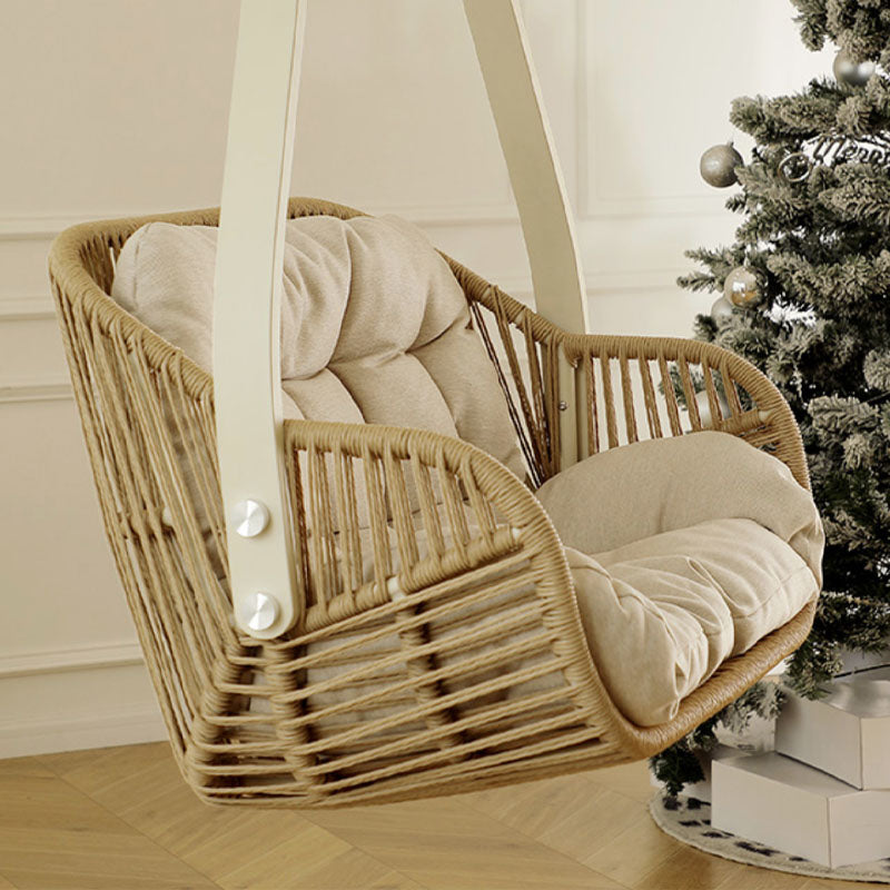 Phedra Rattan Garden Hanging Egg Chair with Stand, Indoor/ Outdoor Furniture in a modern UK home