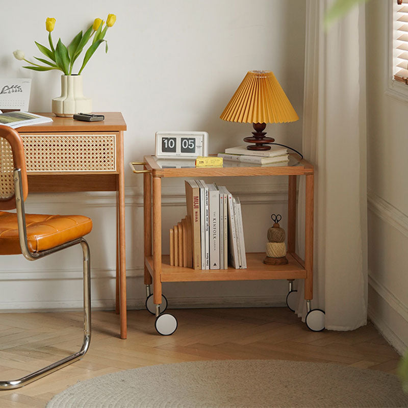 Burzo 2-tier Trolley on Wheels, Kitchen Storage Utility Cart, Wood in a modern UK home