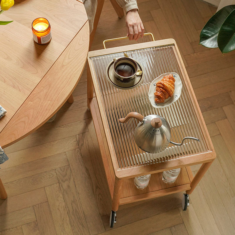 Burzo 2-tier Trolley on Wheels, Kitchen Storage Utility Cart, Wood styled for kitchen storage cart