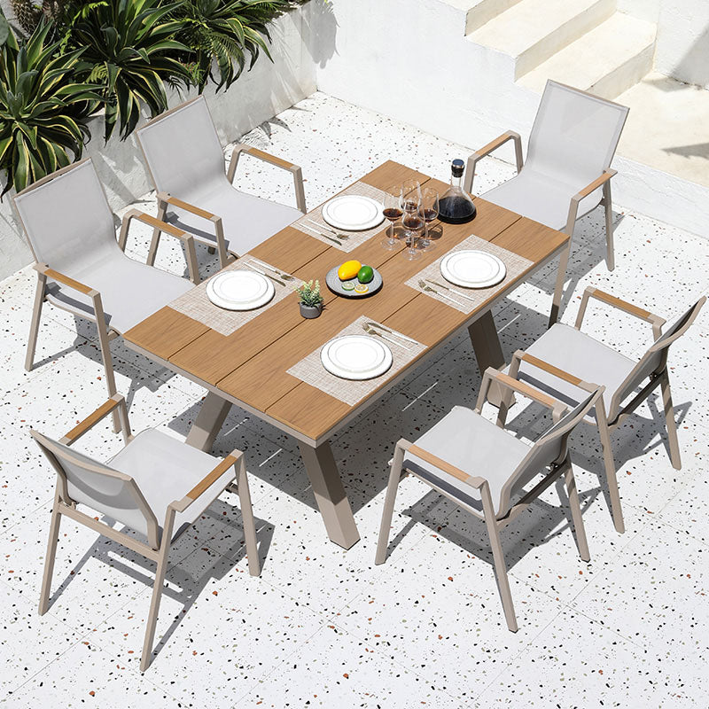 Kaitlyn Outdoor Dining Chair Table Set, Small Outdoor Table-Rit Concept-Wooden Table (220x90cm) + 6 Chairs-Rit Concept