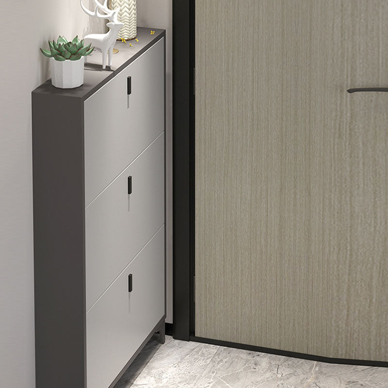 Assad Shoe Storage, Grey detail view for narrow shoe storage cabinet