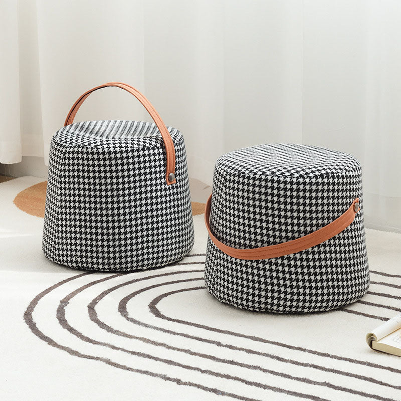 Houndstooth Round Footstool-Rit Concept-Rit Concept
