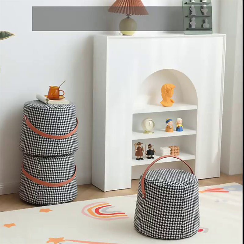 Houndstooth Round Footstool-Rit Concept-Rit Concept