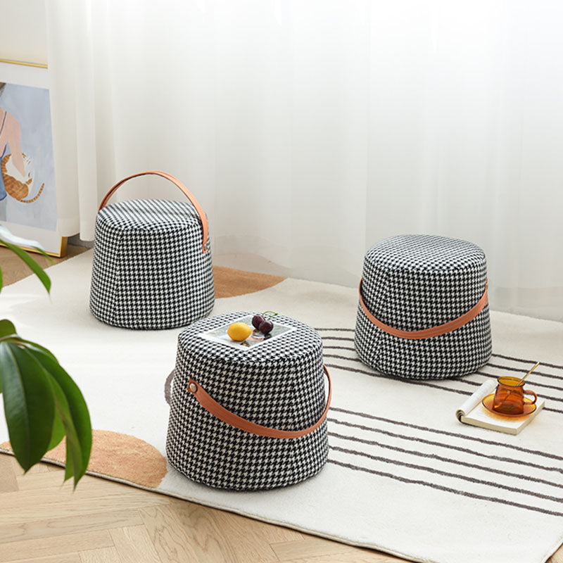 Houndstooth Round Footstool-Rit Concept-Rit Concept