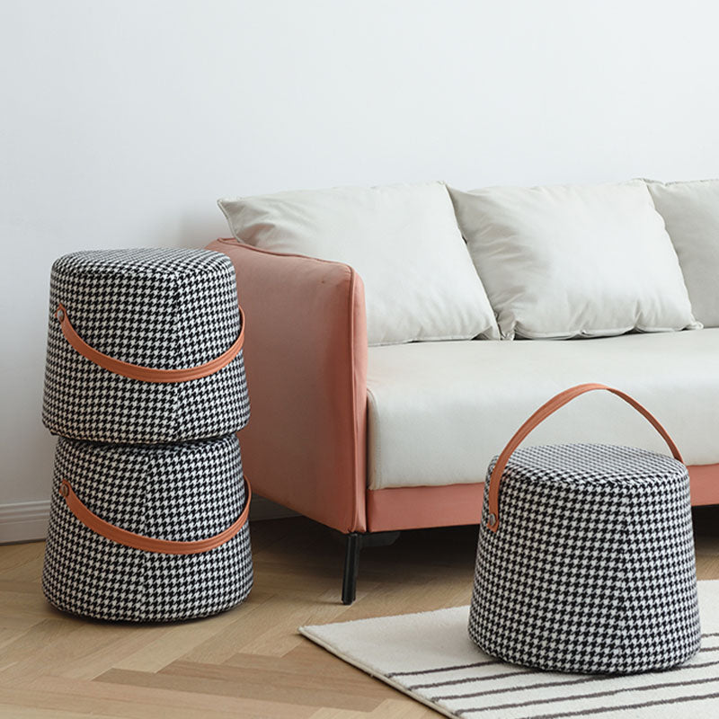 Houndstooth Round Footstool-Rit Concept-Rit Concept