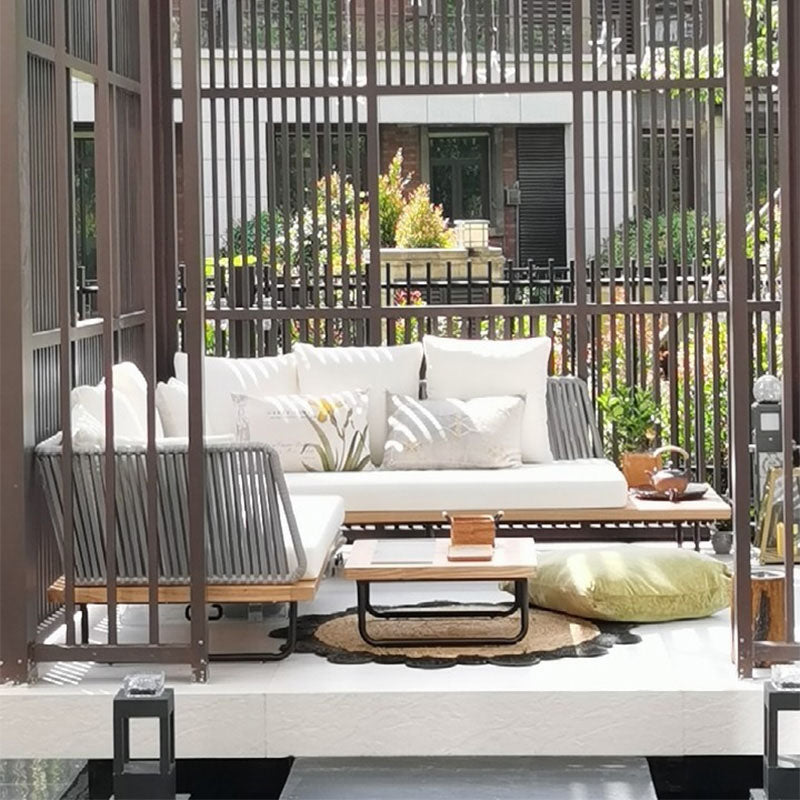 Phyllis Rattan Outdoor Sofa Set, Two Seater Sofa, Outdoor Furniture, Grey in a modern UK home