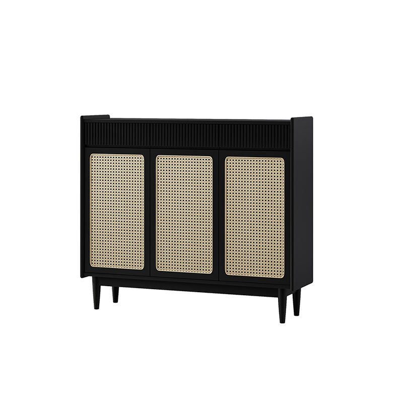 Merton Rattan Shoe Storage With Drawer, Black - cabinet for hallway