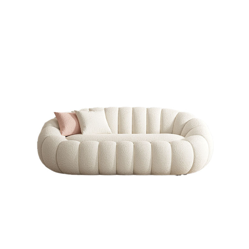 Pumpkin Round Swivel Armchair, Boucle detail view for sofa for living room
