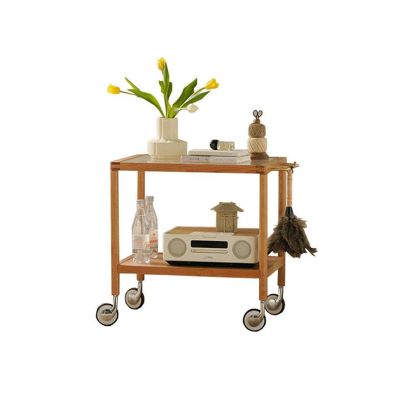 Burzo 2-tier Trolley on Wheels, Kitchen Storage Utility Cart, Wood - kitchen storage cart