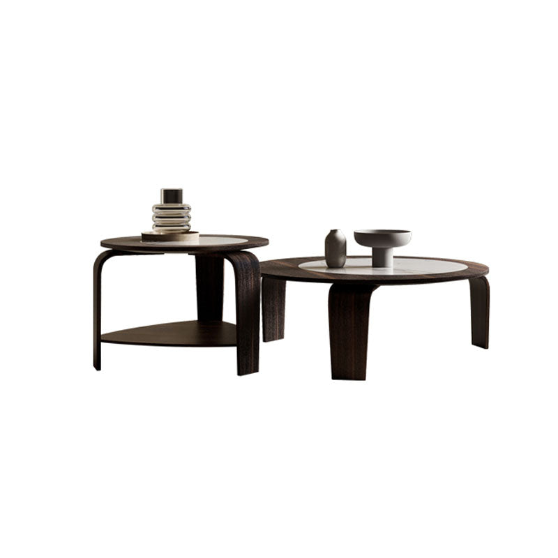 Chloe Round Nesting Coffee Table Set, Walnut｜Rit Concept