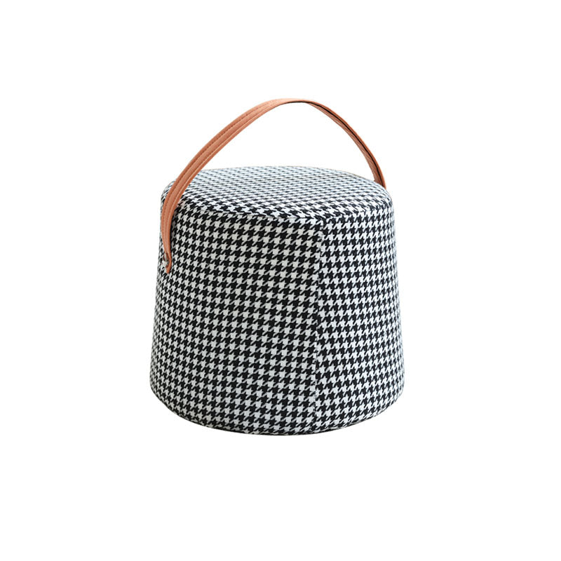 Houndstooth Round Footstool-Rit Concept-Rit Concept