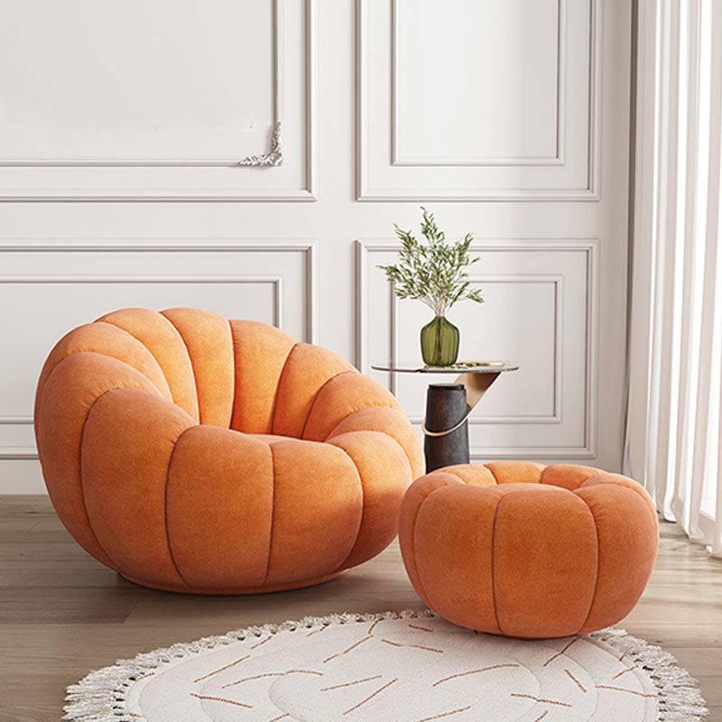 Pumpkin Round Swivel Armchair, Boucle styled for sofa for living room