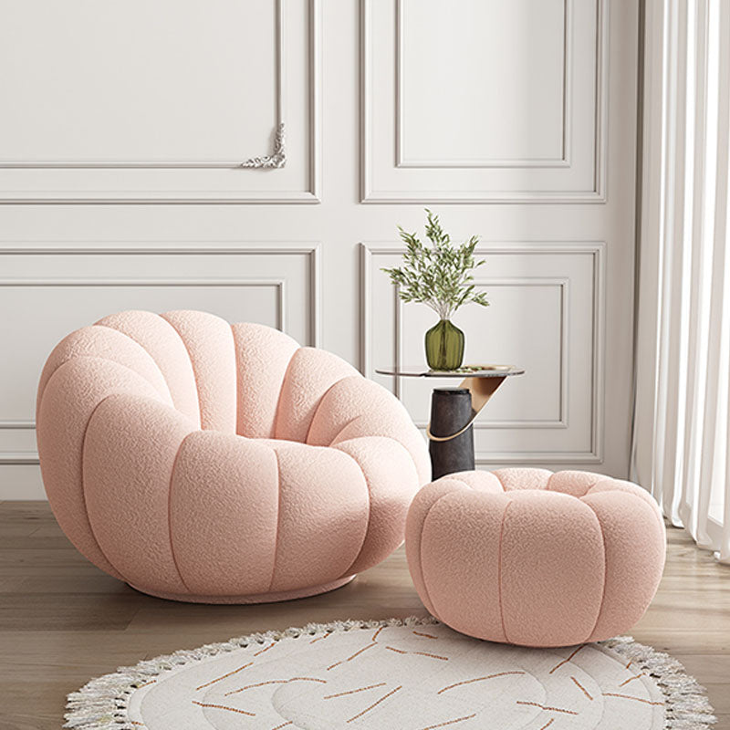 Pumpkin Round Swivel Armchair, Boucle in a modern UK home