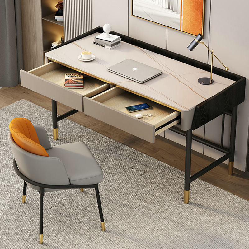 Abner Office Desk, Marble Effect-Ritconcept-Rit Concept