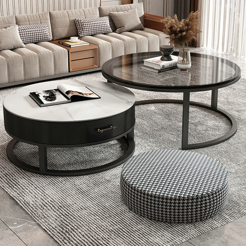 Kev Nesting Coffee Table With Ottoman, Glass-Ritconcept-Rit Concept