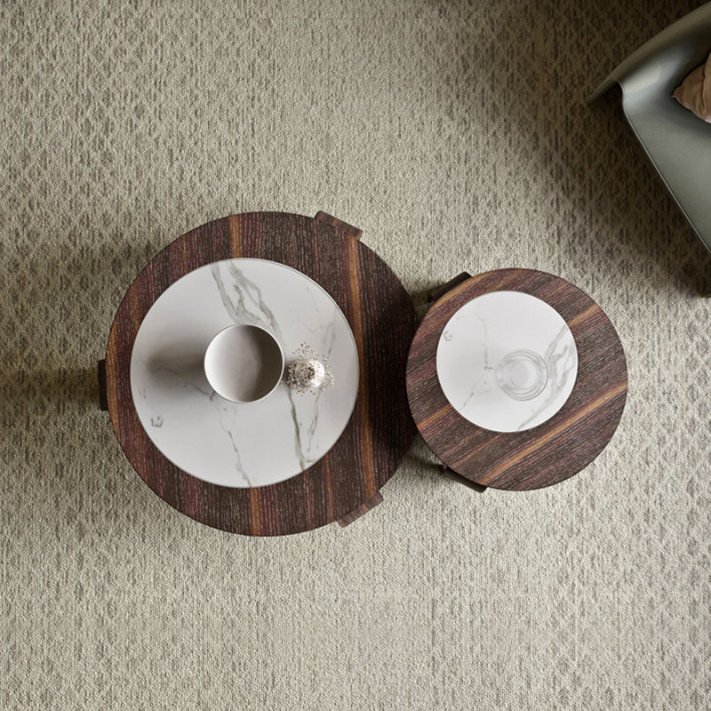 Chloe Round Nesting Coffee Table Set, Walnut｜Rit Concept