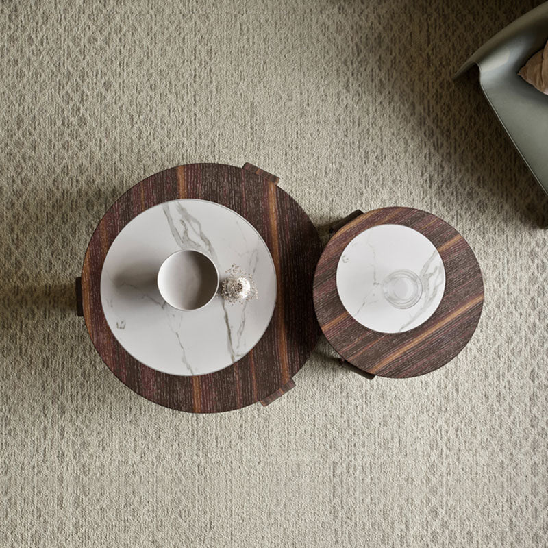 Chloe Round Nesting Coffee Table Set, Walnut-Ritconcept-Rit Concept
