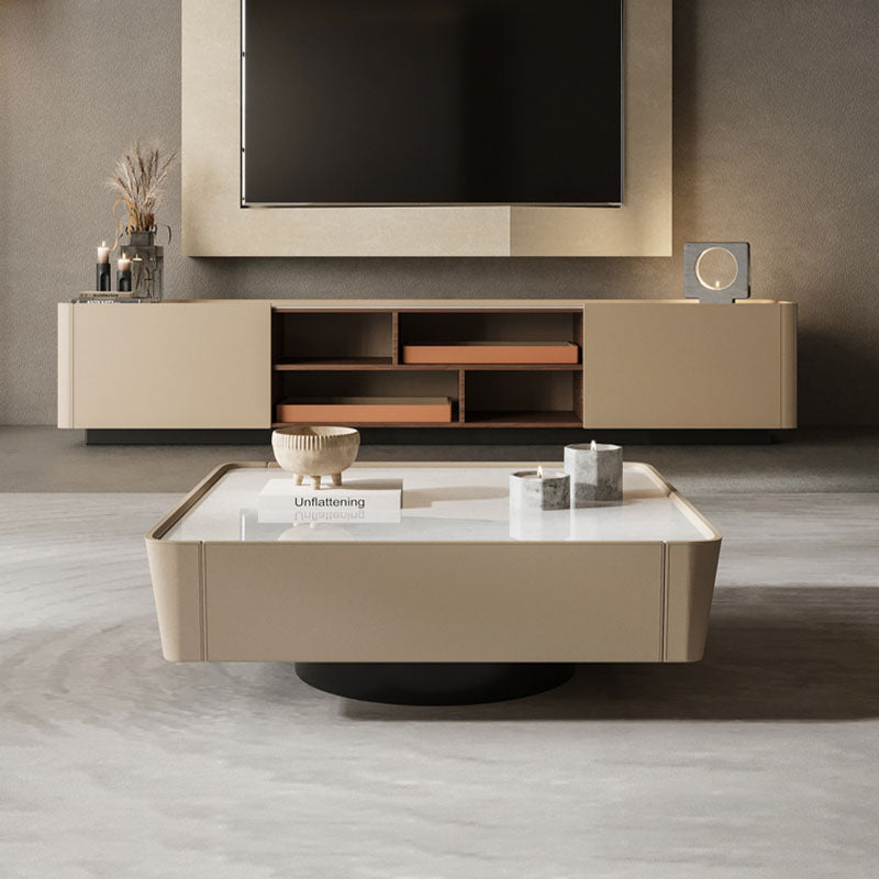 Remi Nesting Coffee table, With TV Stand Set lifestyle view with white storage tv stand