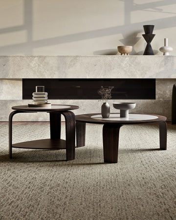 Chloe Round Nesting Coffee Table Set, Walnut
