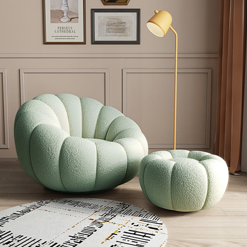 Pumpkin Round Swivel Armchair, Boucle detail view for modern sofa UK