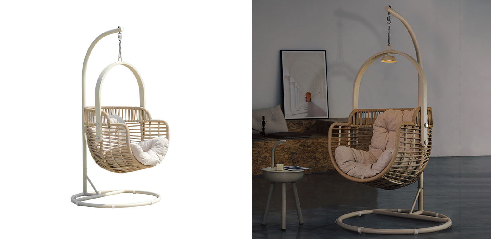 Paloma Rattan Garden Hanging Egg Chair with Stand, Indoor/ Outdoor Furniture-Rit Concept-Rit Concept