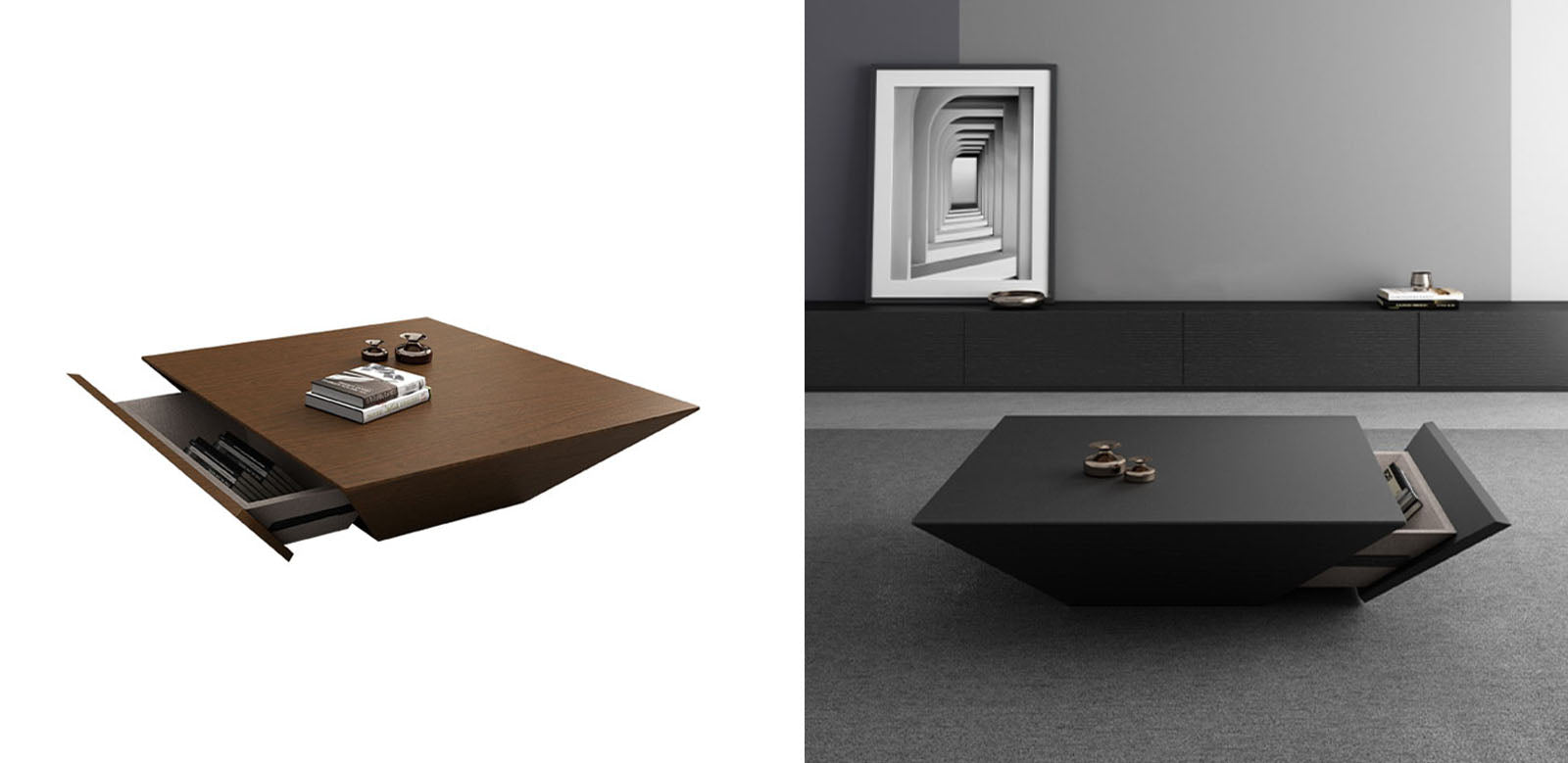 Saffron Coffee Table With Drawer, Walnut-Ritconcept-Rit Concept