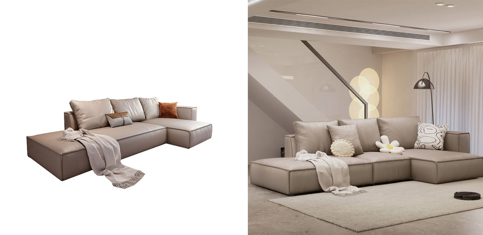 Zora Four Seater Corner Sofa, Real Leather-Ritconcept-Rit Concept