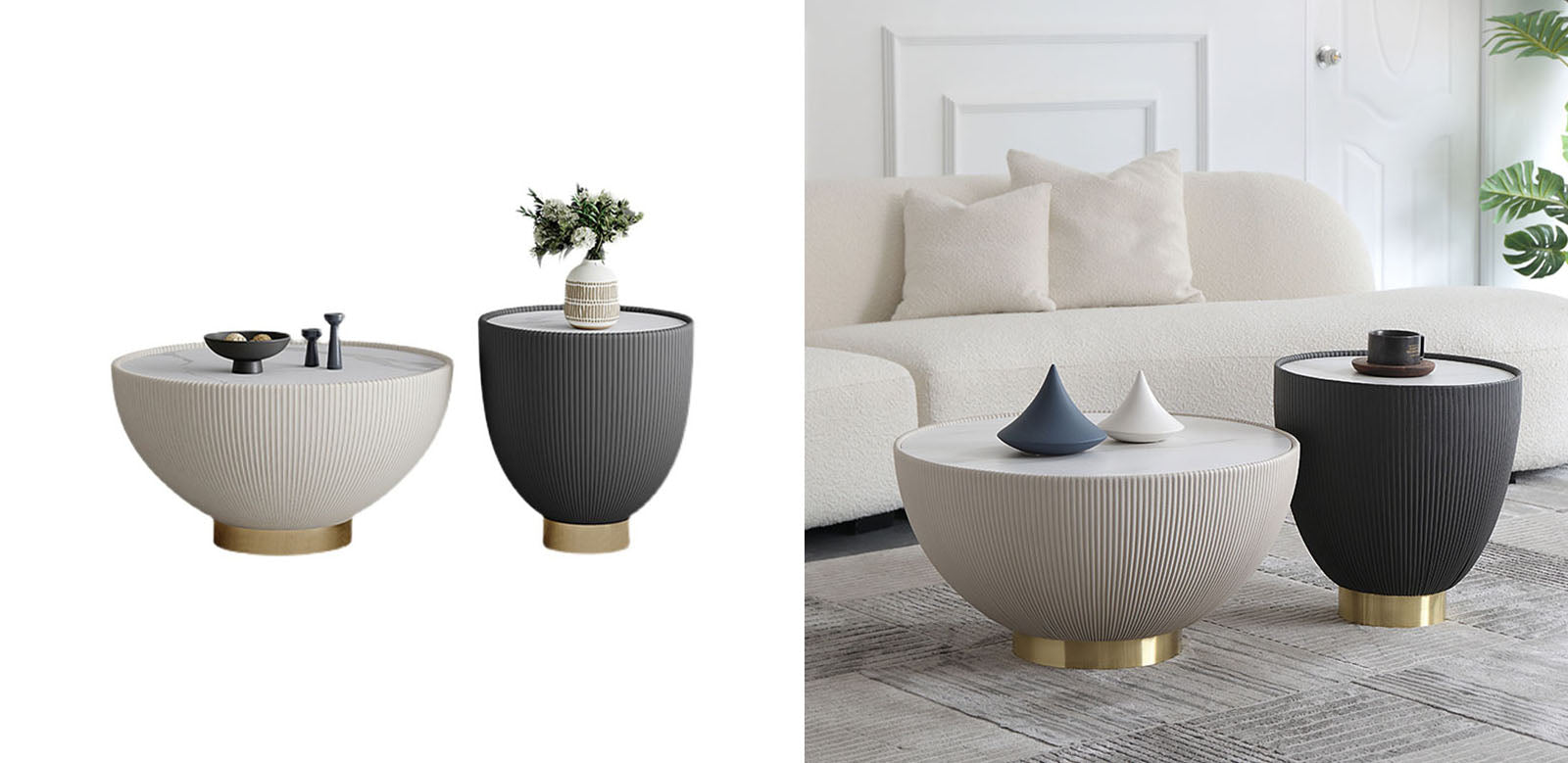 Theo Coffee Table Set, White & Black-Ritconcept-Rit Concept