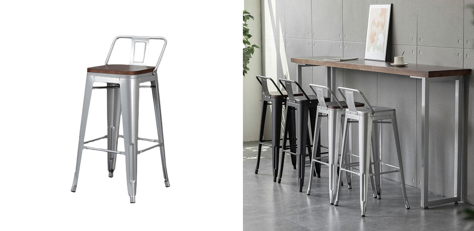Bolero High Bar Stool Steel Frame, Multiple Colors-Ritconcept-Rit Concept