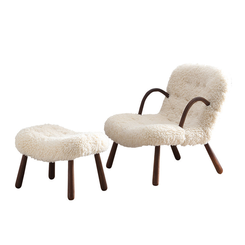 Philip Arc Sheepskin Armchair And Ottoman, White Wool｜Rit Concept