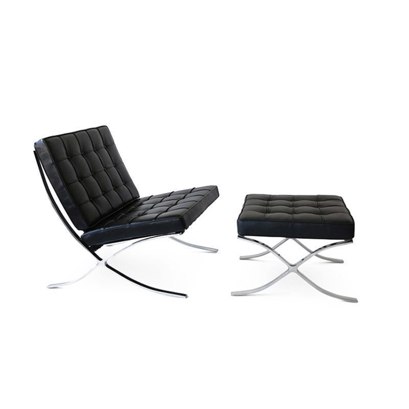 Barcelona Chair And Stool, Real Leather in a modern UK home