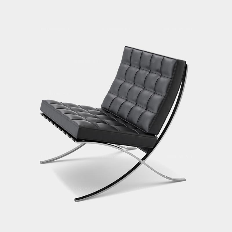 Barcelona Chair And Stool, Real Leather styled for armchair for living room