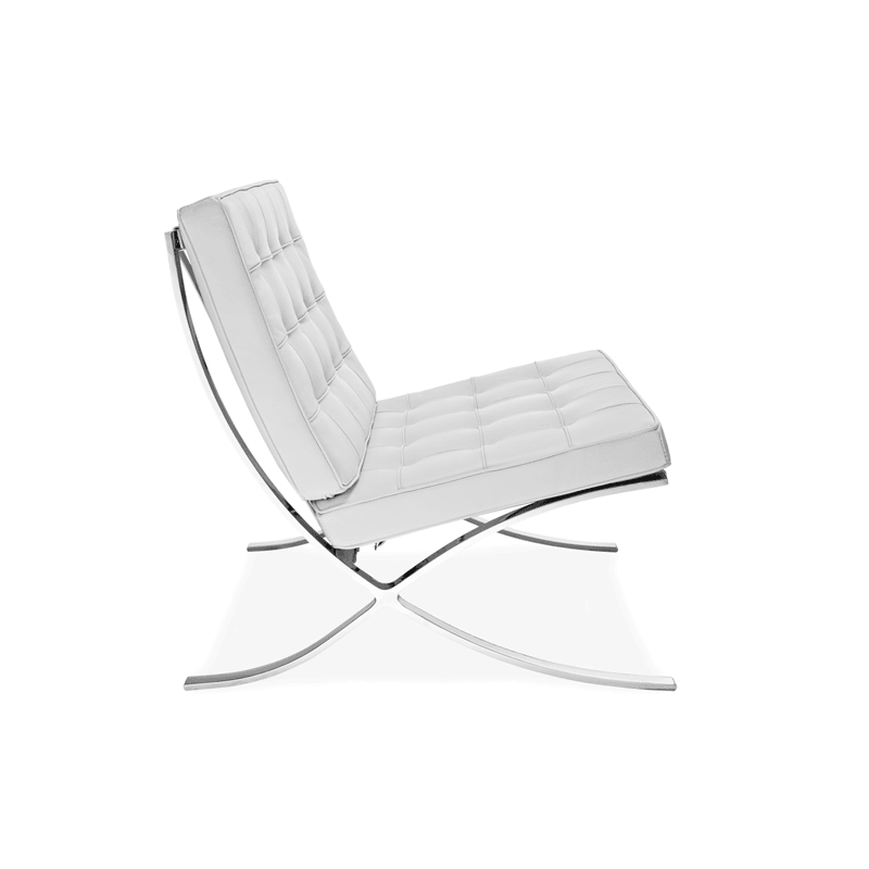 Barcelona Chair And Stool, Real Leather detail view for accent chair