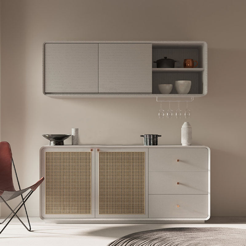 Topaz Cabinet, Wood & Rattan, Three Different Styles styled for storage cabinet