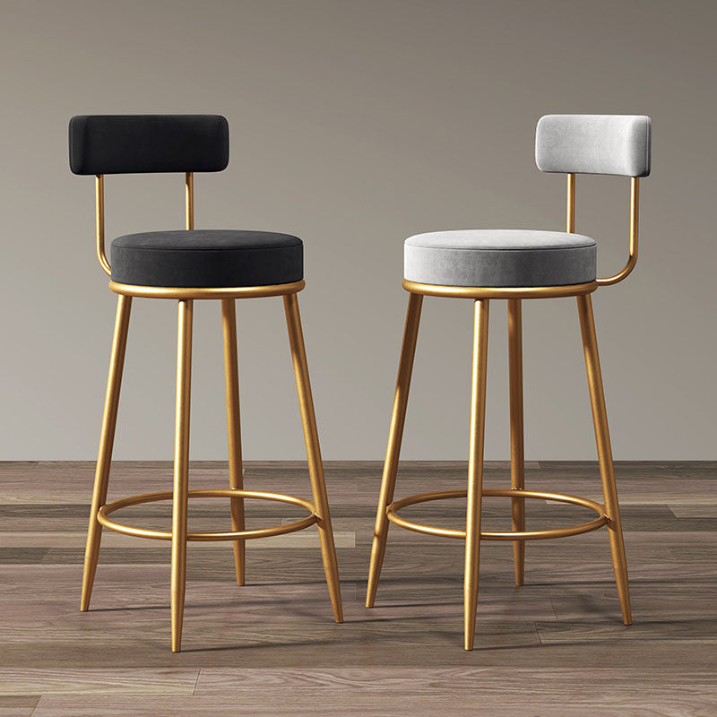 Gregary Bar Stool, Velvet, Gold Leg - velvet bar stool UK
