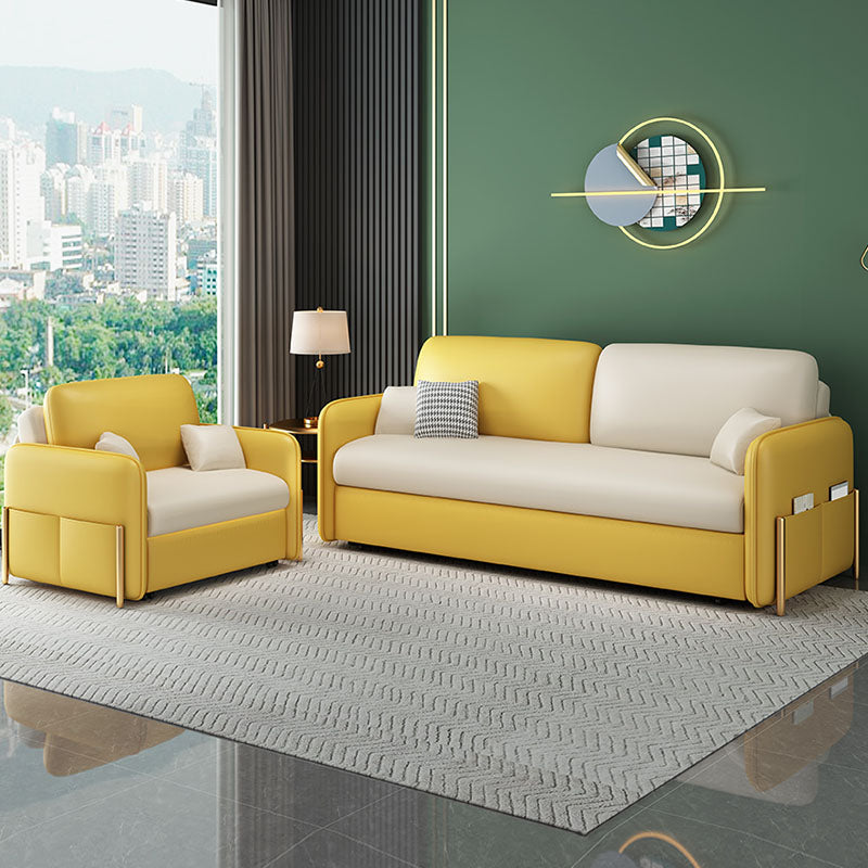 Burke Two Seater Sofa Bed, Yellow and White-Ritconcept-Rit Concept