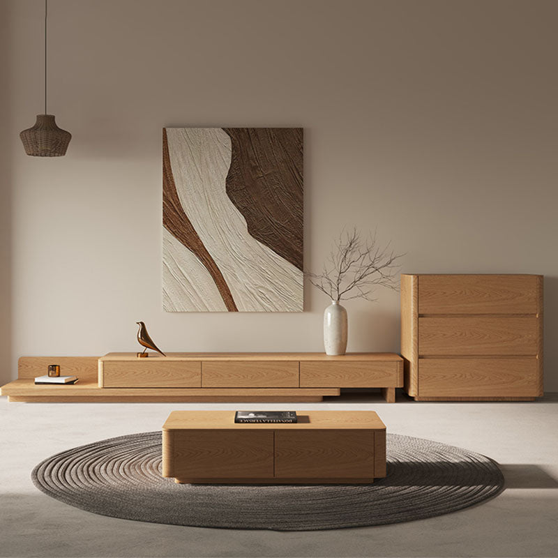 Cassarah TV Stand lifestyle view with wooden tv stands