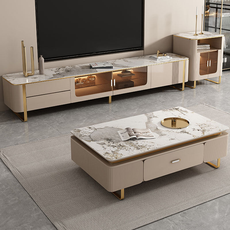 Carl Living Room Set, Carl Rectangle Coffee Table, Gold Legs in a modern UK home