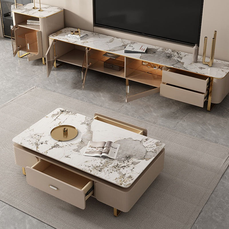 Carl Living Room Set, Carl Rectangle Coffee Table, Gold Legs - rectangular coffee table UK