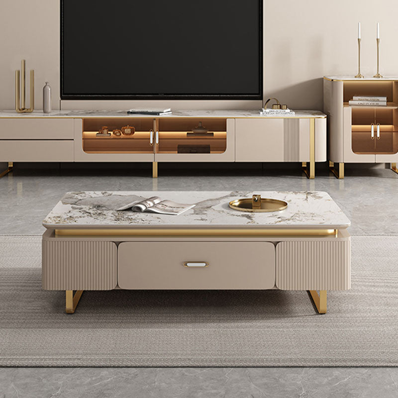 Carl Living Room Set, Carl Rectangle Coffee Table, Gold Legs styled for rectangular coffee table