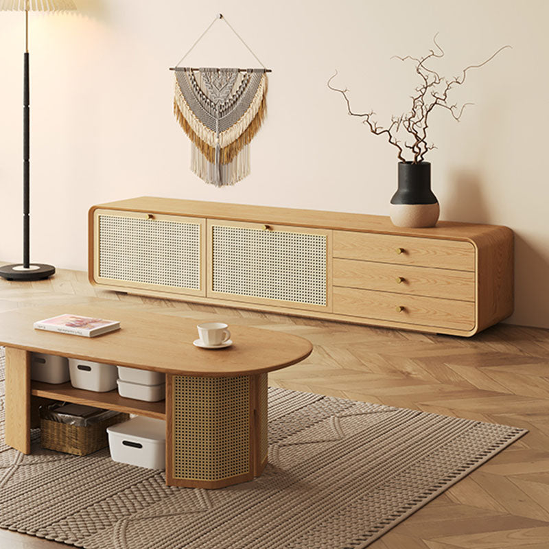 Modern wooden tv stand product view for UK living room
