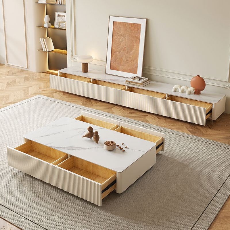 Abigail Rectangle Coffee Table, Sintered Stone styled for rectangular coffee table