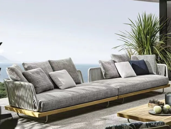 Phyllis Rattan Outdoor Sofa Set, Two Seater Sofa, Outdoor Furniture, Grey in a modern UK home